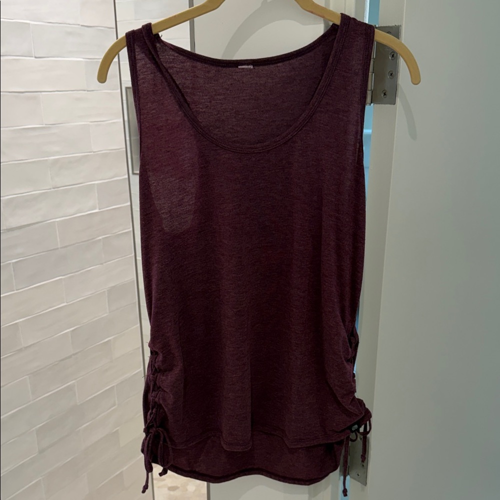 Marika Women's Sleeveless Burgundy Top with lace up sides
